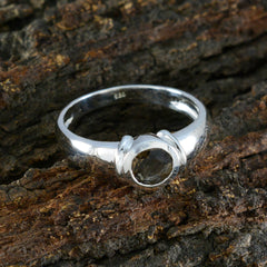 Smoky Quartz Solitaire Indian Sterling Silver Brown Gems Featherlight Feminine Ring Jewellery