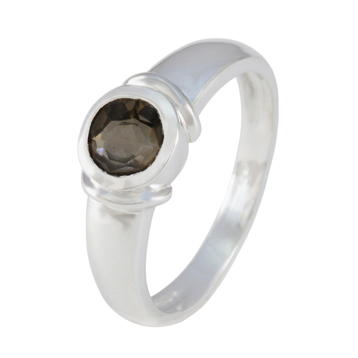 Smoky Quartz Solitaire Indian Sterling Silver Brown Gems Featherlight Feminine Ring Jewellery