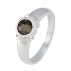 Smoky Quartz Solitaire Indian Sterling Silver Brown Gems Featherlight Feminine Ring Jewellery