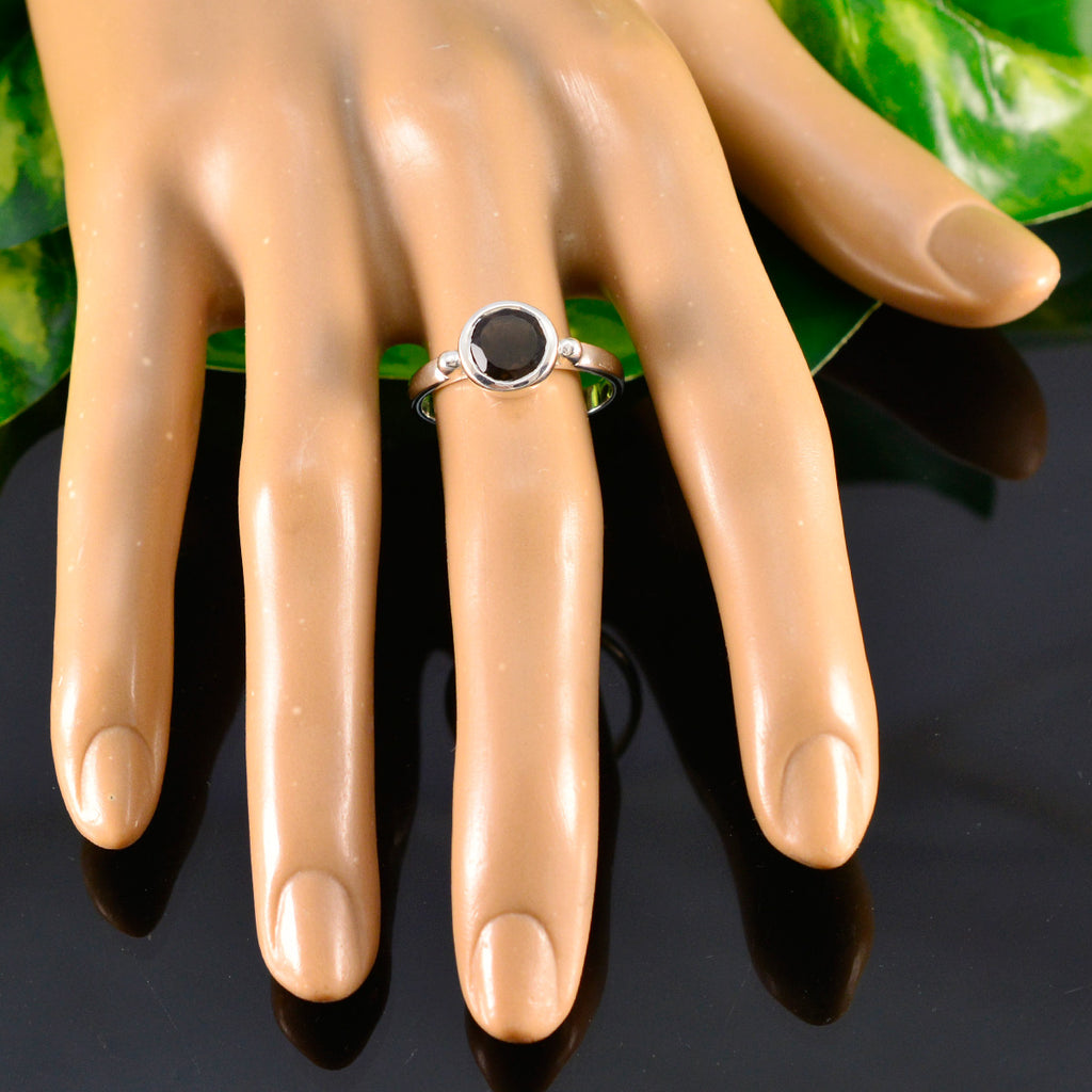 Smoky Quartz Solitaire African 925 Sterling Silver Brown Gemstones Slim Abstract Ring Jewellery