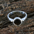 Smoky Quartz Solitaire African 925 Sterling Silver Brown Gemstones Slim Abstract Ring Jewellery