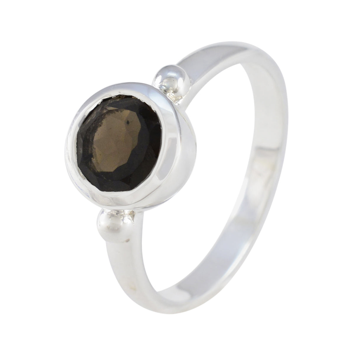 Smoky Quartz Solitaire African 925 Sterling Silver Brown Gemstones Slim Abstract Ring Jewellery