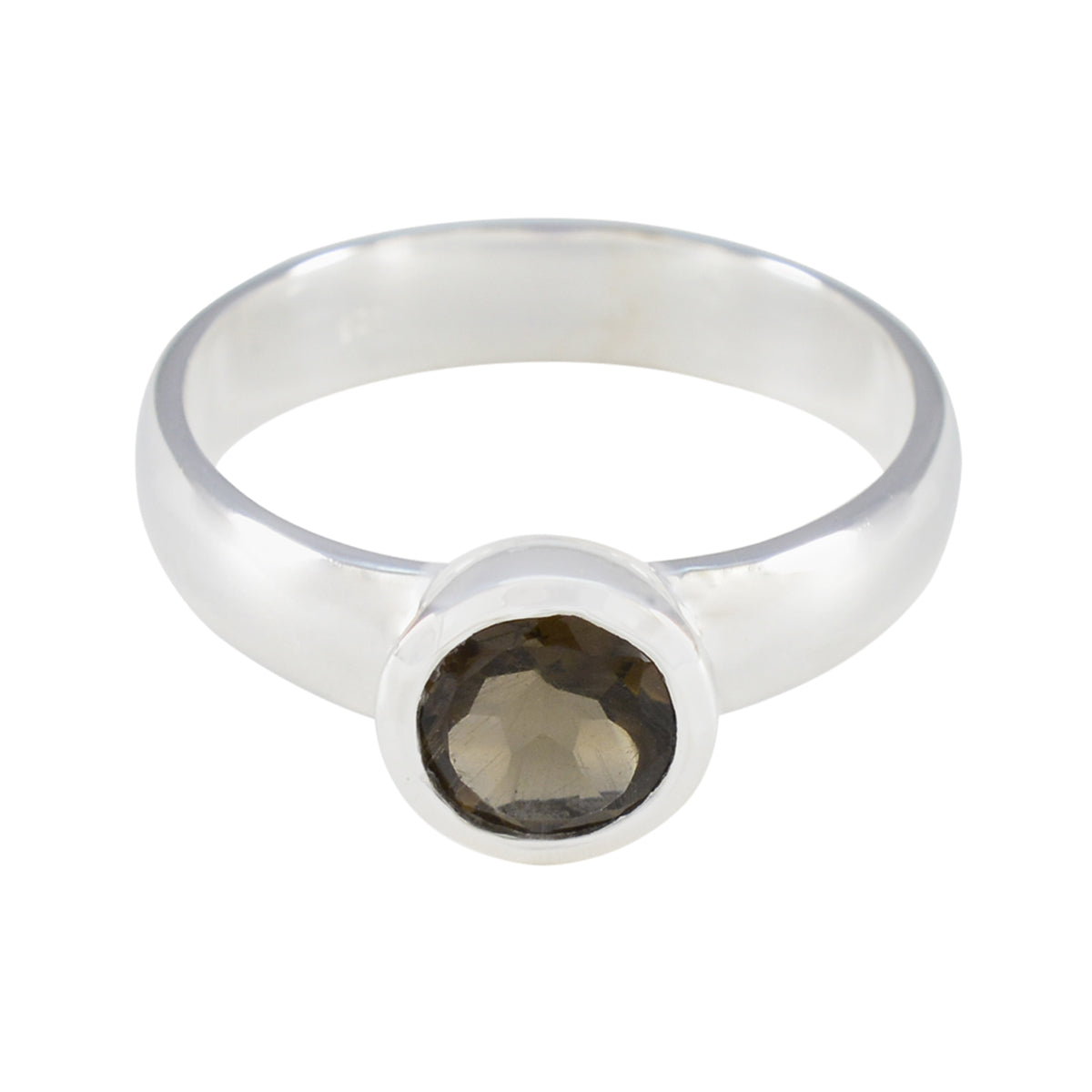 Smoky Quartz Solitaire Indian Sterling Silver Brown Gemstone Tiny Luxurious Ring Jewellery メイン画像