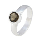 Smoky Quartz Solitaire Indian Sterling Silver Brown Gemstone Tiny Luxurious Ring Jewellery
