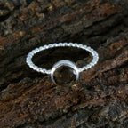 Smoky Quartz Solitaire Turkish 925 Sterling Silver Brown Gemstones Delicate Twist Ring Jewelry