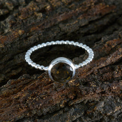 Rauchquarz Solitär Türkischer 925 Sterling Silber Braune Edelsteine Zarter Twist Ring Schmuck