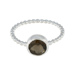Rauchquarz Solitär Türkischer 925 Sterling Silber Braune Edelsteine Zarter Twist Ring Schmuck