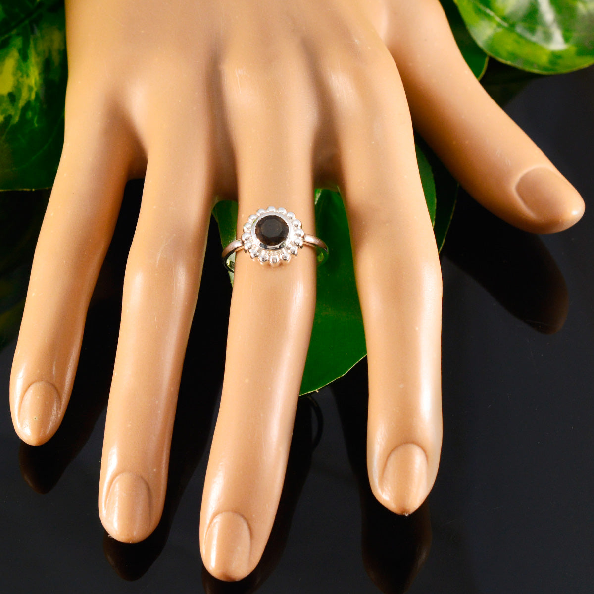 Smoky Quartz Solitaire American Silver Brown Gems Whisper thin Glamorous Ring Jewellery