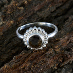 Smoky Quartz Solitaire American Silver Brown Gems Whisper thin Glamorous Ring Jewellery