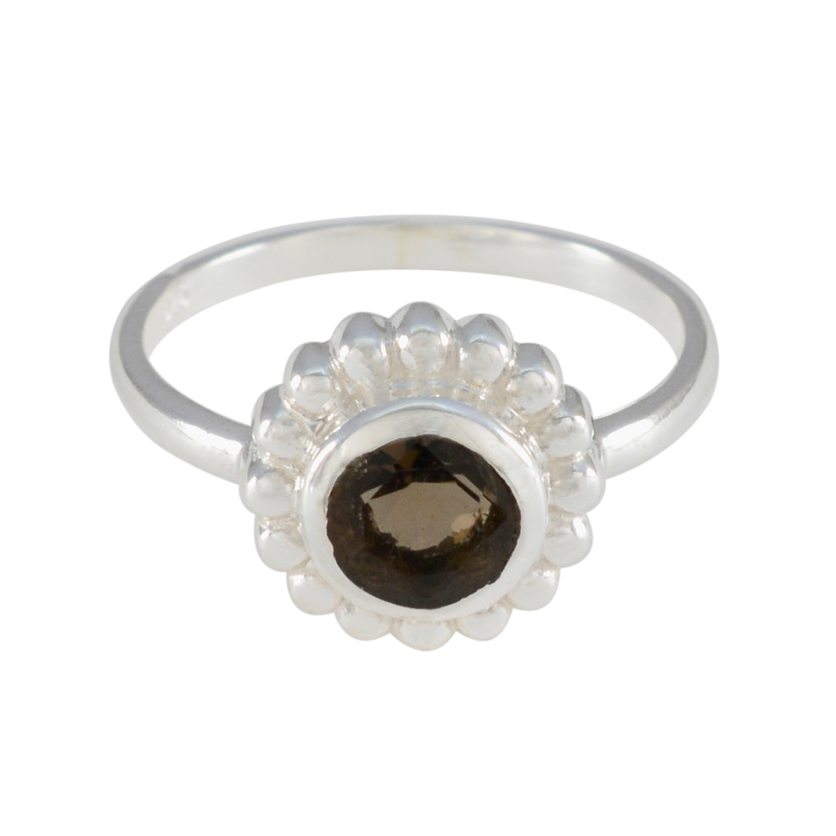 Smoky Quartz Solitaire American Silver Brown Gems Whisper thin Glamorous Ring Jewellery