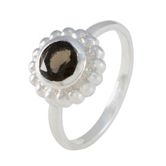 Smoky Quartz Solitaire American Silver Brown Gems Whisper thin Glamorous Ring Jewellery