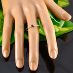 Smoky Quartz Solitaire Turkish Sterling Silver Brown Gemstones Minimalist Trendy Ring Jewelry