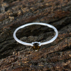 Smoky Quartz Solitaire Turkish Sterling Silver Brown Gemstones Minimalist Trendy Ring Jewelry