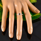 Smoky Quartz Solitaire Turkish Silver Brown Gemstone Delicate Trendy Ring Jewelry