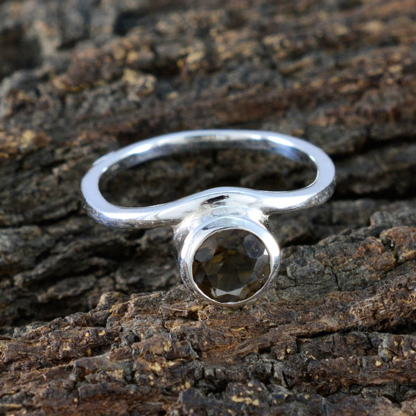 Smoky Quartz Solitaire Turkish Silver Brown Gemstones Delicate Abstract Ring Jewellery
