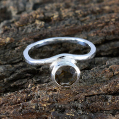 Smoky Quartz Solitaire Turkish Silver Brown Gemstones Delicate Abstract Ring Jewellery