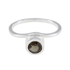 Smoky Quartz Solitaire Turkish Silver Brown Gemstones Delicate Abstract Ring Jewellery