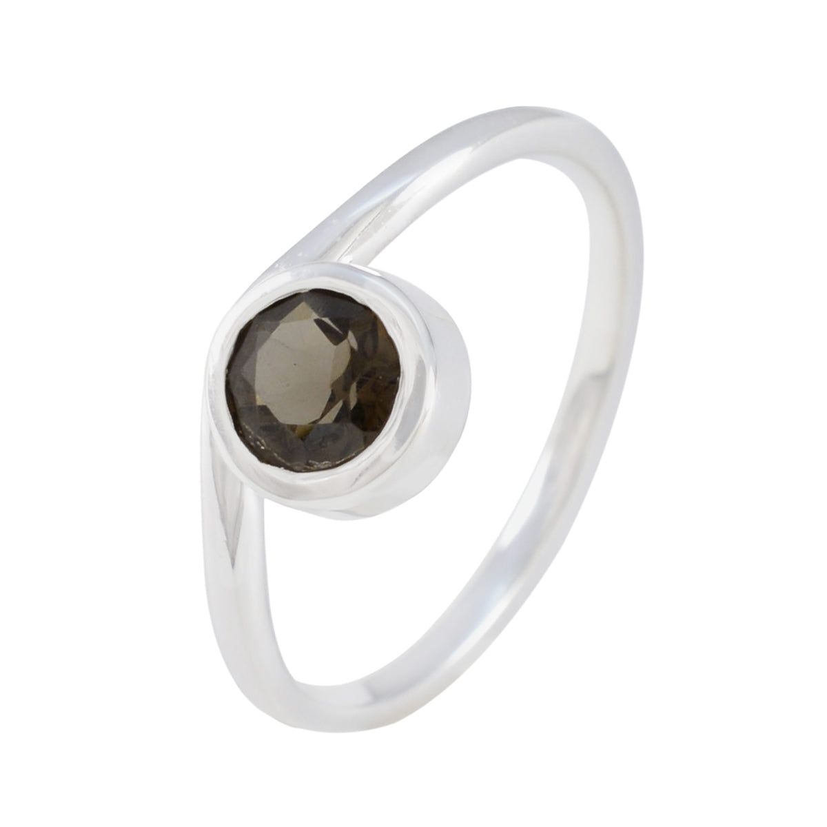 Smoky Quartz Solitaire Turkish Silver Brown Gemstones Delicate Abstract Ring Jewellery