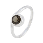 Smoky Quartz Solitaire Turkish Silver Brown Gemstones Delicate Abstract Ring Jewellery