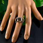 Smoky Quartz Solitaire Russian 925 Sterling Silver Brown Gems Eye catching Abstract Ring Jewelry