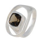 Smoky Quartz Solitaire Russian 925 Sterling Silver Brown Gems Eye catching Abstract Ring Jewelry