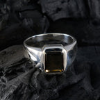 smoky quartz Solitaire German 92.5 Silver Brown Gemstone Mid weight Signet Ring Jewellery