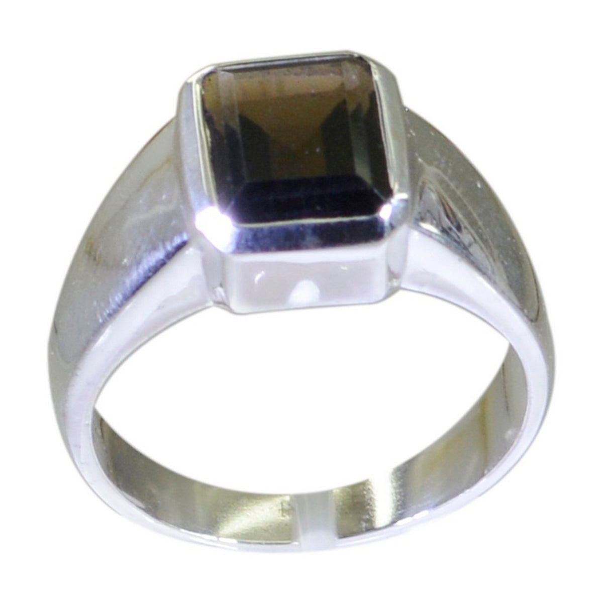 smoky quartz Solitaire German 92.5 Silver Brown Gemstone Mid weight Signet Ring Jewellery