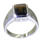 smoky quartz Solitaire German 92.5 Silver Brown Gemstone Mid weight Signet Ring Jewellery