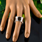 Smoky Quartz Solitaire French 925 Silver Brown Gemstone Statement antique Band Jewellery