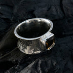 Smoky Quartz Solitaire French 925 Silver Brown Gemstone Statement antique Band Jewellery