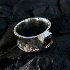 Smoky Quartz Solitaire French 925 Silver Brown Gemstone Statement antique Band Jewellery
