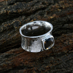 Smoky Quartz Solitaire French 925 Silver Brown Gemstone Statement antique Band Jewellery