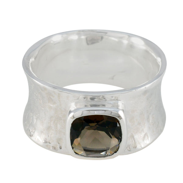 Smoky Quartz Solitaire French 925 Silver Brown Gemstone Statement antique Band Jewellery