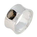 Smoky Quartz Solitaire French 925 Silver Brown Gemstone Statement antique Band Jewellery