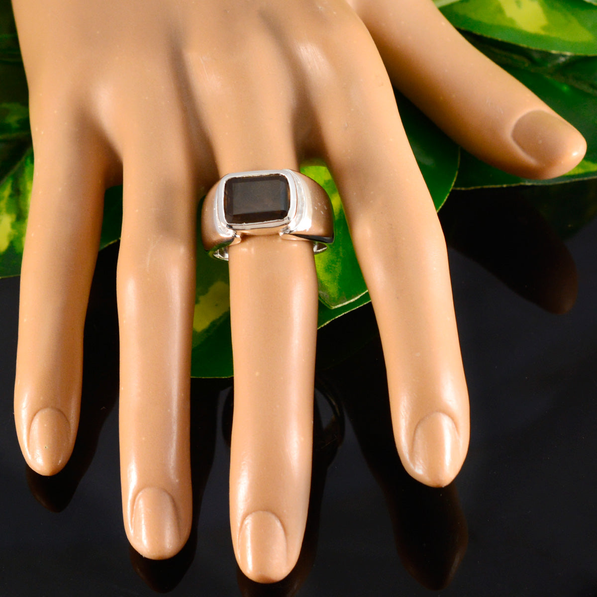 Smoky Quartz Solitaire Russian Silver Brown Gemstone Essential  Contemporary Ring Jewellery