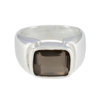 Smoky Quartz Solitaire Russian Silver Brown Gemstone Essential  Contemporary Ring Jewellery