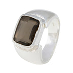 Smoky Quartz Solitaire Russian Silver Brown Gemstone Essential  Contemporary Ring Jewellery