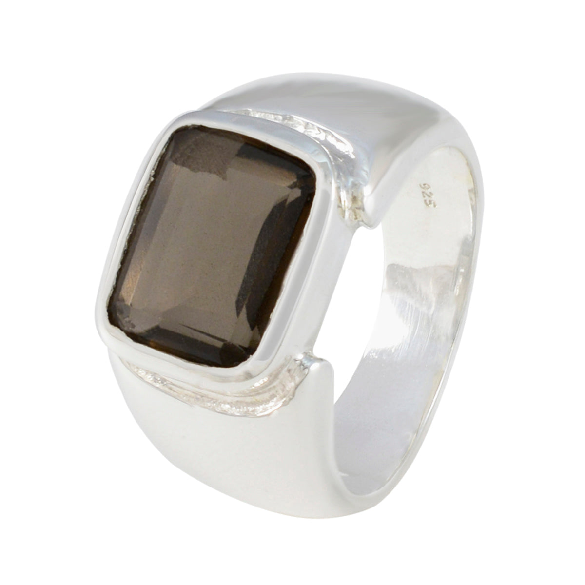 Smoky Quartz Solitaire Russian Silver Brown Gemstone Essential  Contemporary Ring Jewellery