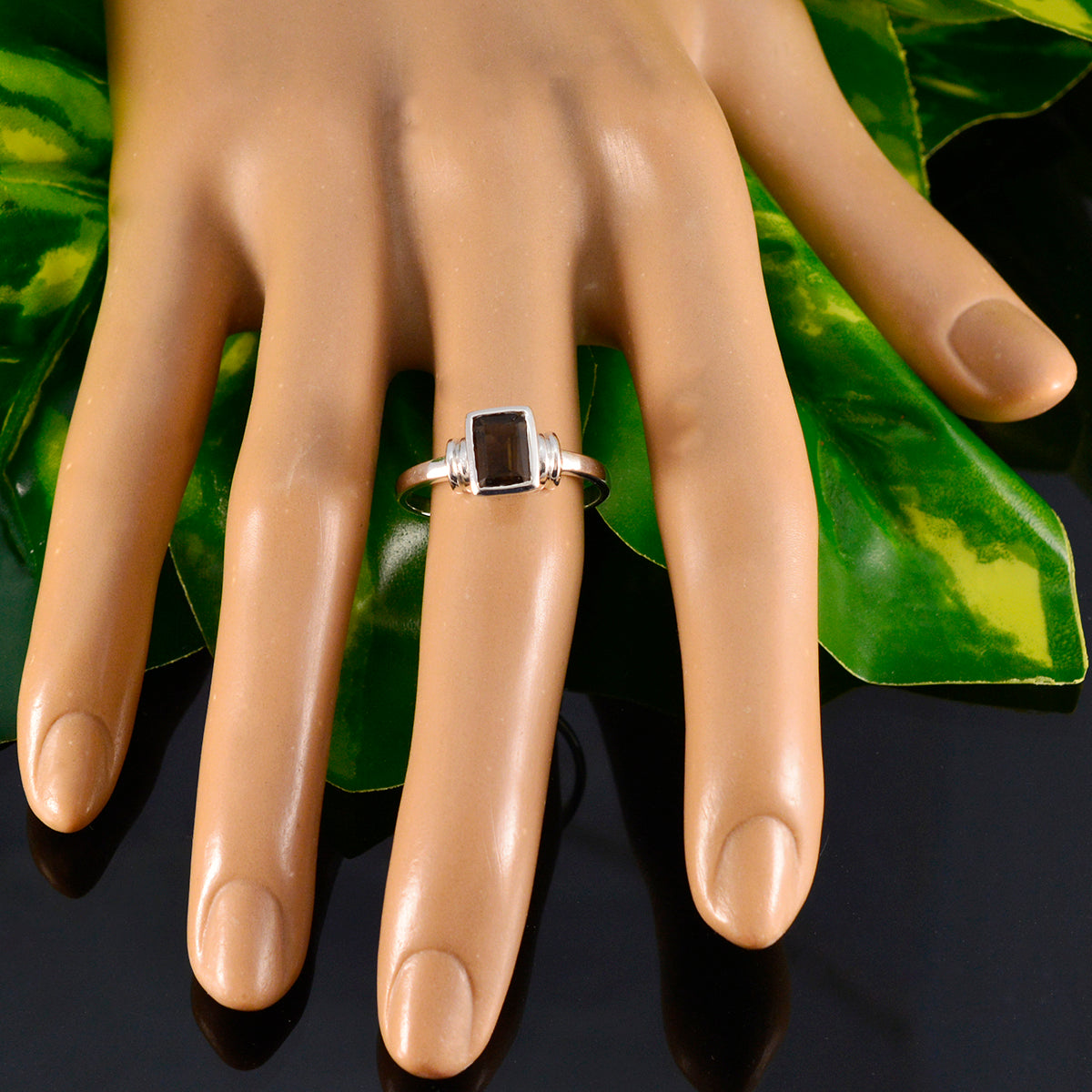 Smoky Quartz Solitaire American 92.5 Silver Brown Gemstones Whisper thin Modern Ring Jewellery