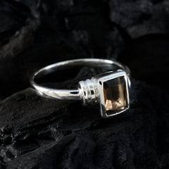 Rauchquarz Solitär Amerikanischer 92,5 Silber Braune Edelsteine Flüsterdünn Moderner Ring Schmuck