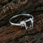 Smoky Quartz Solitaire American 92.5 Silver Brown Gemstones Whisper thin Modern Ring Jewellery