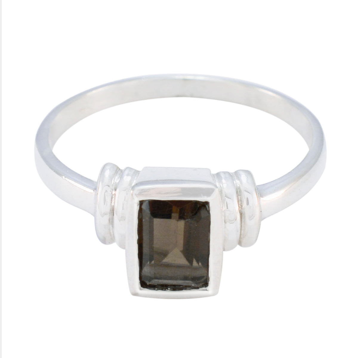 Smoky Quartz Solitaire American 92.5 Silver Brown Gemstones Whisper thin Modern Ring Jewellery Главное изображение товара