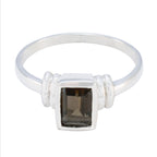 Smoky Quartz Solitaire American 92.5 Silver Brown Gemstones Whisper thin Modern Ring Jewellery