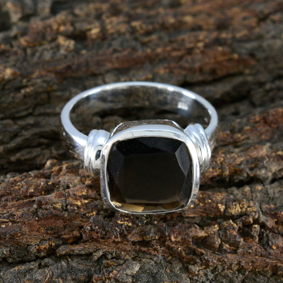 smoky quartz Solitaire Indian Sterling Silver Brown Gemstone Eye catching Signet Ring Jewelry