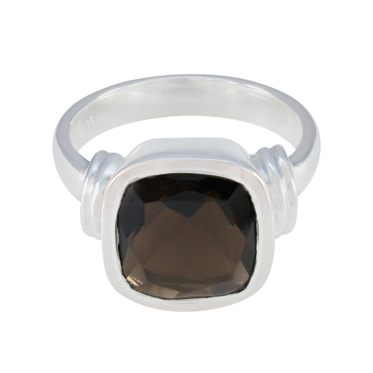 smoky quartz Solitaire Indian Sterling Silver Brown Gemstone Eye catching Signet Ring Jewelry
