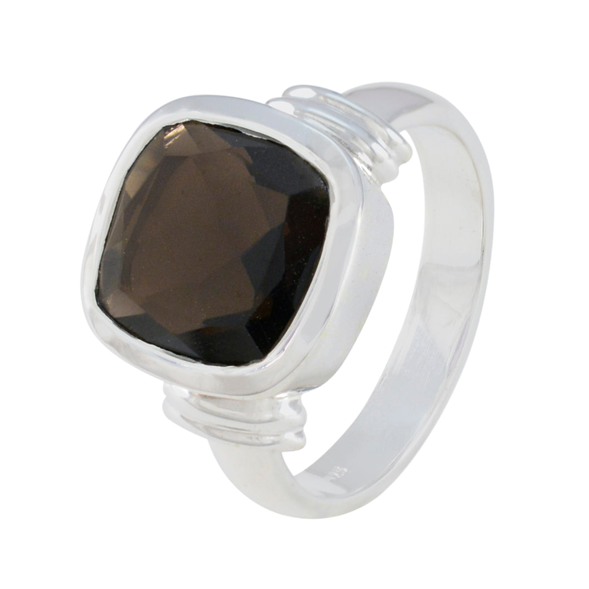 smoky quartz Solitaire Indian Sterling Silver Brown Gemstone Eye catching Signet Ring Jewelry