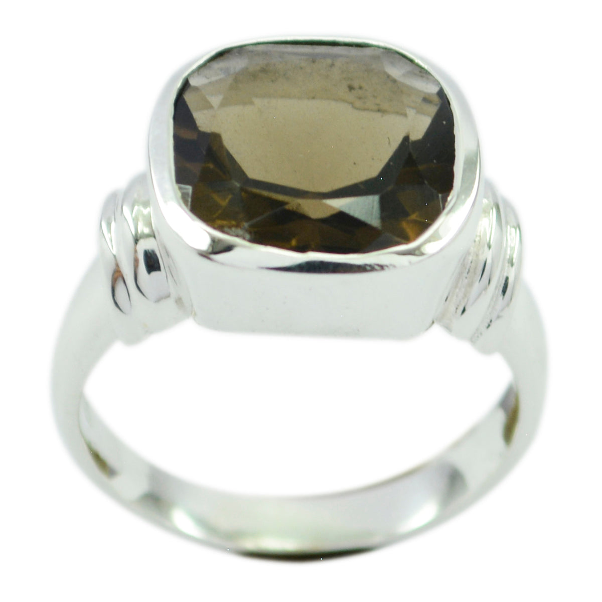 smoky quartz Solitaire Indian Sterling Silver Brown Gemstone Eye catching Signet Ring Jewelry