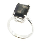 smoky quartz Solitaire Russian Silver Brown Gemstone Mid weight Graceful Ring Jewellery