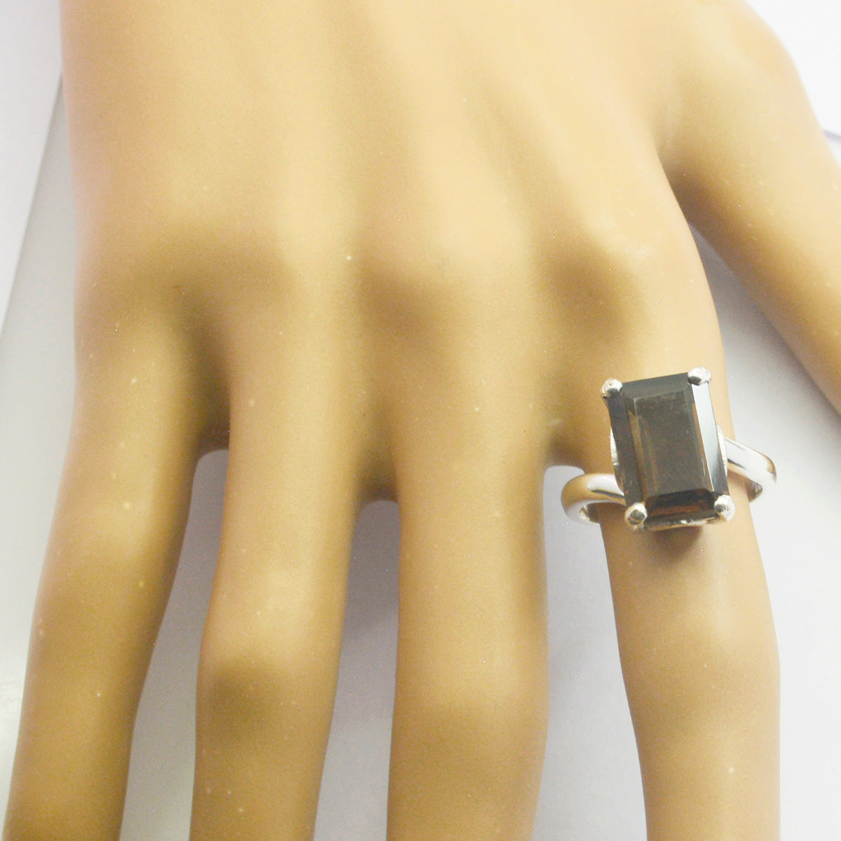 smoky quartz Solitaire Russian Silver Brown Gemstone Mid weight Graceful Ring Jewellery