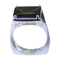 smoky quartz Solitaire Egyptian 925 Silver Brown Gems Versatile Art Deco Ring Jewellery